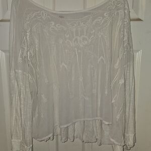 #421 Free People Cream Embroidered Blouse